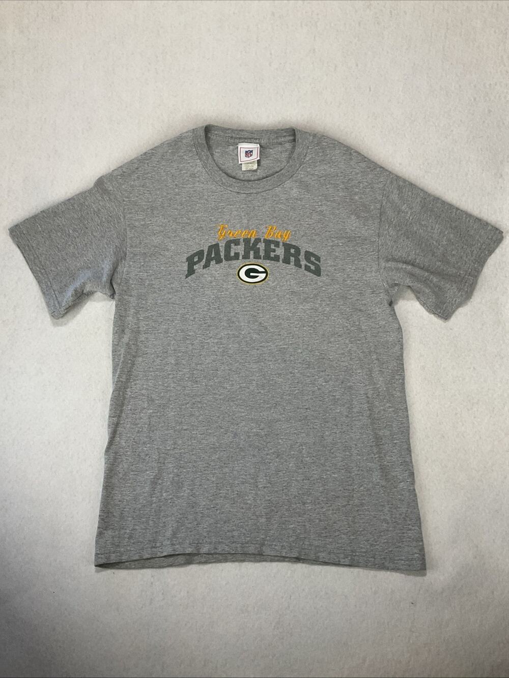 Vintage NFL Green Bay Packers Short Sleeve T-shirt Embroidered Grey Womens Med